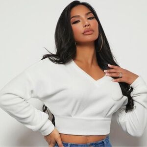 Women's White V-Neck Top